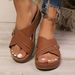 Women's plus Size Wedge Sandals Summer European American Style Open Toe Thick Sole Cross Buckle One Strap Slippers_vogvips.com
