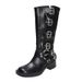 Belt Buckle Thick Heel Platform For Women 2025 Winter New British Style Versatile Over-the-Knee Long Knight Boots_vogvips.com