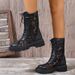 European And American Mid-calf Sandals 2026 New Model Mesh Hollow Black Lace-up Martin Boots Women's Low Heel_vogvips.com