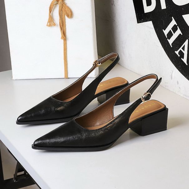 2850 European And American Simple High-End Women's Thick Heel Shallow Mouth Pointed Toe Slimming Foot Shaping Backless_vogvips.com