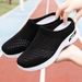 Women's Shoes Casual Shoes Light Mouth Half Slippers Mesh Breathable Fly Woven Shoes Soft Sole Mother Shoes One Pedal Lazy Shoes_vogvips.com