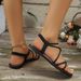 2026 Spring/Summer New European And American Style Thin Strap Flat Sandals For Women, Large Size Slip-On Slippers, Solid_vogvips.com