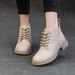 Cowhide Ankle Genuine Leather Spring Autumn Single Flat Martin Versatile Comfortable Soft Sole Casual Women's Shoes With_vogvips.com