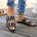 2026 New European And American Fashion Double Buckle Punk Style Rivet For Women Versatile Casual Comfortable Flat Beach_vogvips.com