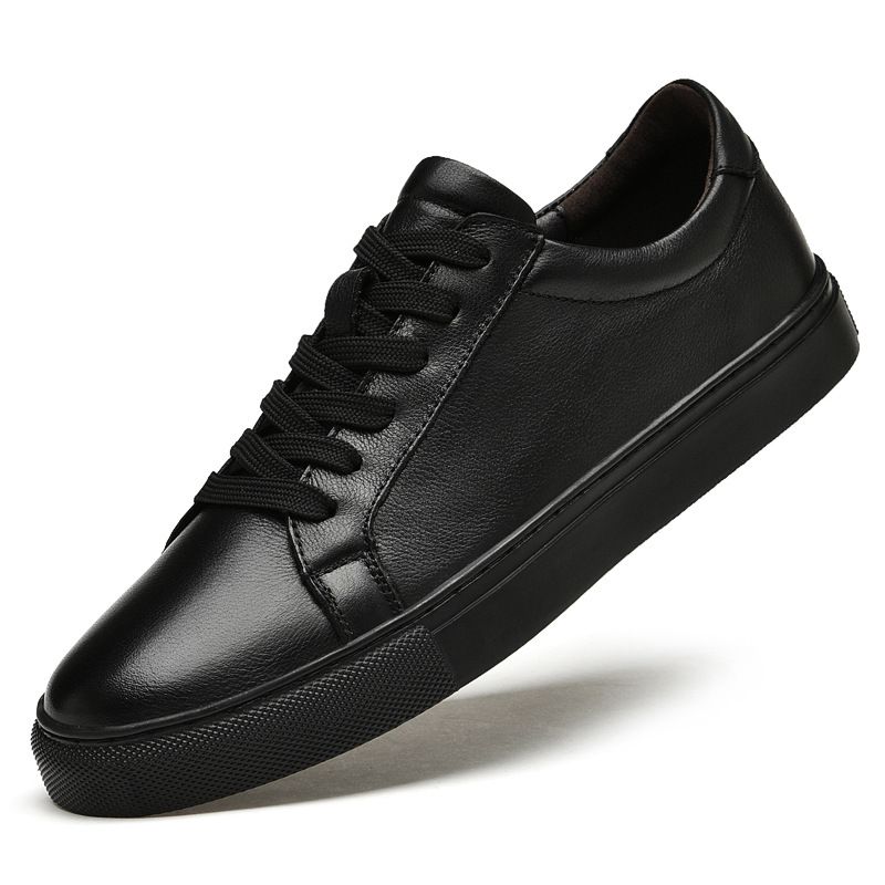 Little White Shoes Flat-soled Soft Top-layer Casual Shoes Men's Shoes Breathable Men's Low-top Board Shoes_vogvips.com