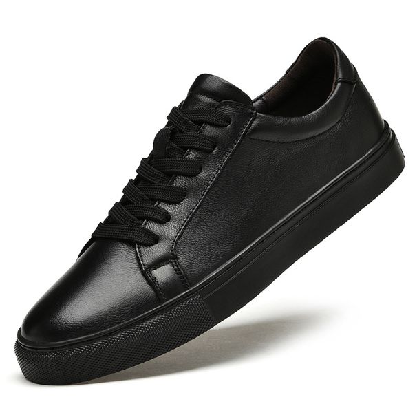 Little White Shoes Flat-soled Soft Top-layer Casual Shoes Men's Shoes Breathable Men's Low-top Board Shoes_vogvips.com