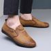 Euro Step New Non-Slip Soft Sole Handmade Lace-Up Breathable Versatile Summer Casual Men's Leather Shoes_vogvips.com