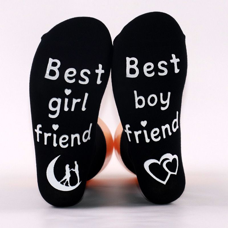 Cotton mid-tube socks couple socks sole letter dot adhesive non-slip floor socks_vogvips.com
