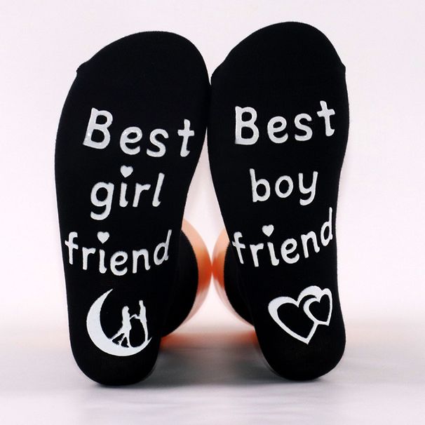 Cotton mid-tube socks couple socks sole letter dot adhesive non-slip floor socks_vogvips.com