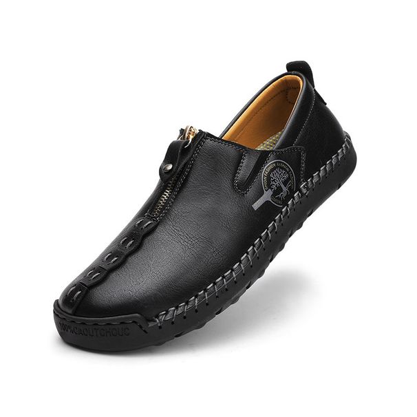 Men's Slip-On Leather Shoes With Stitched Sole, Casual Men's Loafers, Large Size Men's Shoes 47-48_vogvips.com