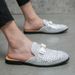 Men’s Shoes Summer Breathable Sequined Formal Casual Shoes Large Size Half Slip Leather Shoes Office Men's Shoes_vogvips.com