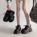 Big Head And Small Leather Shoes Women's Platform Lace-up Loafers Heightening Single Shoes_vogvips.com