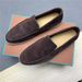 LP Genuine Lazy One Foot Loafers 2025 New Casual Low Heel Cowhide Dark Brown Leather Shoes_vogvips.com