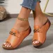 Slope Heel Thick Soled Slippers For Women 2026 New Casual And Fashionable Simple Metal Buckle Fish Mouth Sandals_vogvips.com