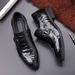 Men's leather leather toe layer sheepskin men's formal business shoes set toe head English casual Hollow sandals_vogvips.com