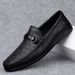 Top Layer Cowhide Leather Shoes British Style Black Soft Sole Slip-On Men's Loafers Breathable Lightweight_vogvips.com
