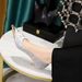 237-28 European And American Style Fashion Party Women's Thin Mid Heel Shallow Mouth Metal Pointed Toe Digital Pattern_vogvips.com