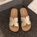 Fashion Starlight Silver H Strap Outdoor Versatile Soft Sole Sandals High-end French Style Flat Slippers For Women_vogvips.com