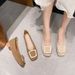 338-1 Chunky Heel Single Women, Shallow Mouth, Soft Sole Granny Comfortable Feet, Match With Dresses, Boat Shoes, Square_vogvips.com