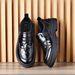 Men's Classic Oxford Business Casual Shoes - PU Leather Upper, Rubber Sole, Comfortable & Durable For Office & Daily Wear (Black/Dark Brown)_vogvips.com