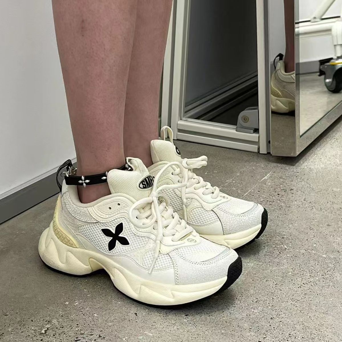 High Quality! SMFK Dad For Women 2024 New Genuine Leather Thick Sole Height Increasing Retro Jogging Sports Versatile_vogvips.com