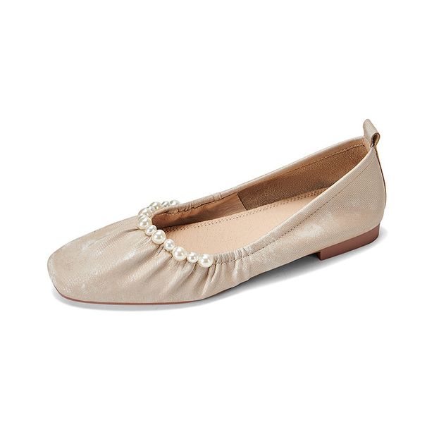 French Retro Square Toe Wrinkled Soft Sole Granny For Women Versatile Flat Single Shoes_vogvips.com