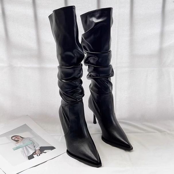 Sexy Slouch Versatile Heel Over-the-Knee Long 2025 New Fashion Personality Cool Pointed Toe High Boots_vogvips.com