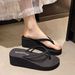 Women's 5cm Flip Flops mid High Heel Platform Sandals Thick Sole Height Increasing Summer Slippers Simple New Style_vogvips.com