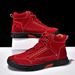 Cross-Border New Large Size Women's Leather Fashion Hand-Sewn Ankle Flat Short Boots Lace-Up Casual Shoes_vogvips.com