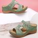Large Size Slippers, Hollowed Out Car Stitching, Flat Solid Color, Thick Sole, One Foot Open Toe Women's Sandals For_vogvips.com