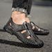 Yi Zou Leopard Summer Closed-Toe Sandals Lightweight 48 Large Size Beach Casual Shoes Breathable Velcro Thick Sole Clogs_vogvips.com