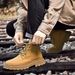 Big Yellow Boots Martin Boots Fleece Thermal Short Boots Medium Tube Large Size Boots Leather Splicing Casual Boots_vogvips.com