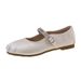French Flat-bottomed Rhinestone Light-mouth Silver Single Shoes, Female Summer Fairy Style With Skirt One-word Mary Jane Shoes_vogvips.com