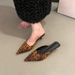Leopard Print Kitten Heel Elegant French Style Closed-Toe Mules Women's Shoes For Outdoor Wear 2024 Autumn New Pointed_vogvips.com