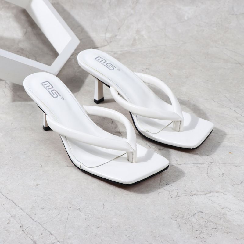Women's Strappy Sandals With High Heel - Comfortable Open-Toe Flip Flops For Summer - Breathable Synthetic Leather Upper - Non-Slip Rubber Sole_vogvips.com