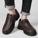 European Warm Series 2025 Men's Casual Top Layer Cowhide Thick Sole Height Increasing Middle-aged Lace-up Loafers Autumn Winter_vogvips.com