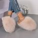 Autumn And Winter Hot Selling Plus Size Solid Color Fluffy Big Fur Slippers, Soft Bottom Flat Bottom Winter Baotou Home Warm Cotton Slippers_vogvips.com