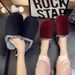 Bubble Cloth Surface, Autumn And Winter, Couple's Home, Indoor, Cow Tendon Bottom With Plush Warm Cotton Slippers, Indoor Anti Slip_vogvips.com
