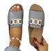 Women's Wedge Heel Thick-Soled 2025 New Model Cross-Border Plus Size Casual Fashion Simple Metal Buckle Peep-Toe Sandals_vogvips.com