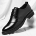 Men's Genuine Leather Dress Shoes Black Lace-up Wedding Shoes_vogvips.com