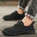 Cross-border Autumn Leather With Hand-stitched Seams, Men's Shoes, Outdoor Flat-soled Slip-on Casual Driving Shoes For_vogvips.com