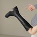 Women's Chunky Heel Knee High Boots Platform Retro Riding Boots With Back Zipper And Faux Fur Lining Fleece Lined, Retro Back Zipper Riding Boots._vogvips.com