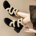 Warm non bulky frosted leather snow for women in winter, with plush cotton shoes, heels, short boots, thick soles, and_vogvips.com