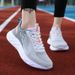 New Women's Summer Breathable Thin Mesh Sports Running Flyknit Trendy Soft Bottom Couple Casual Board Shoes_vogvips.com