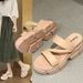 Women's High Heeled Sandals Stylish Versatile Non Slip Summer Thick Soled Roman Style Single Strap Thin Strap Simple Solid Color_vogvips.com