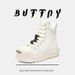 Buffny Unisex High-Top Platform Sneakers – Chunky Sole, Cushioned Comfort, Casual & Streetwear Style (White/Black)_vogvips.com