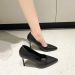 Dress Shoes Black Stiletto Heels With Spring All Matching Pointy Work Korean Style Professional Fashion Single Women_vogvips.com