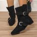 Women's Western Cowboy Boots – Distressed Vintage Style Square Toe Ankle Boots In Black & KhakiCowboy Ankle Boots For Women_vogvips.com