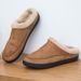 Men's Home Winter Indoor Warm Thick Bottom Plush Waterproof Leather House Slippers Man Suede Cotton Shoes_vogvips.com