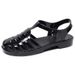 Summer New European And American Retro Versatile Hollow Breathable Closed-Toe Flat Women's Roman Jelly Crystal Beach_vogvips.com